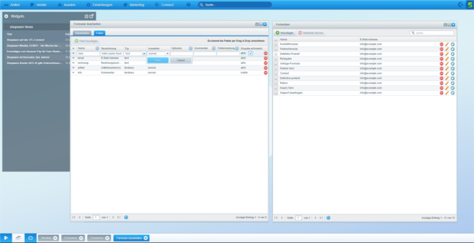 Shopware Backend individuelle Formulare erstellen