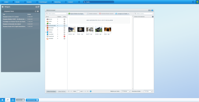Shopware Backend Medienmanager um Multimediale Inhalte in ihren Shop zu integrieren