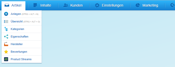 Shopware Backend Artiel anlegen und verwalten